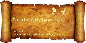 Matula Aniziusz névjegykártya